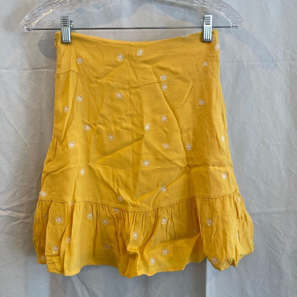 For Love and Lemons Yellow Embroidered Skirt